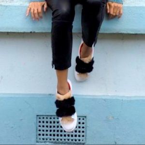 Zara| Sneakers with Fur Velcro Straps